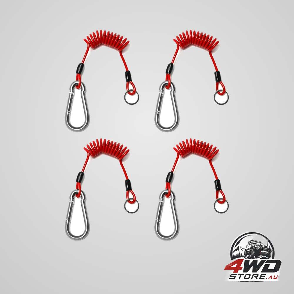 Breakaway trailer cable, 4 pack 4ft stainless steel coiled brake safety cable with clip for RV