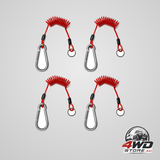 Breakaway trailer cable, 4 pack 4ft stainless steel coiled brake safety cable with clip for RV