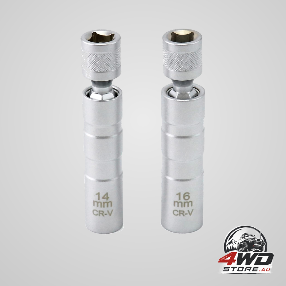 14mm and 16mm magnetic swivel spark plug socket, 3/8 inch drive 360 degree rotating removal tool