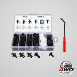 100-piece car fastener clip set, six types of nylon retainers with removal tool, universal