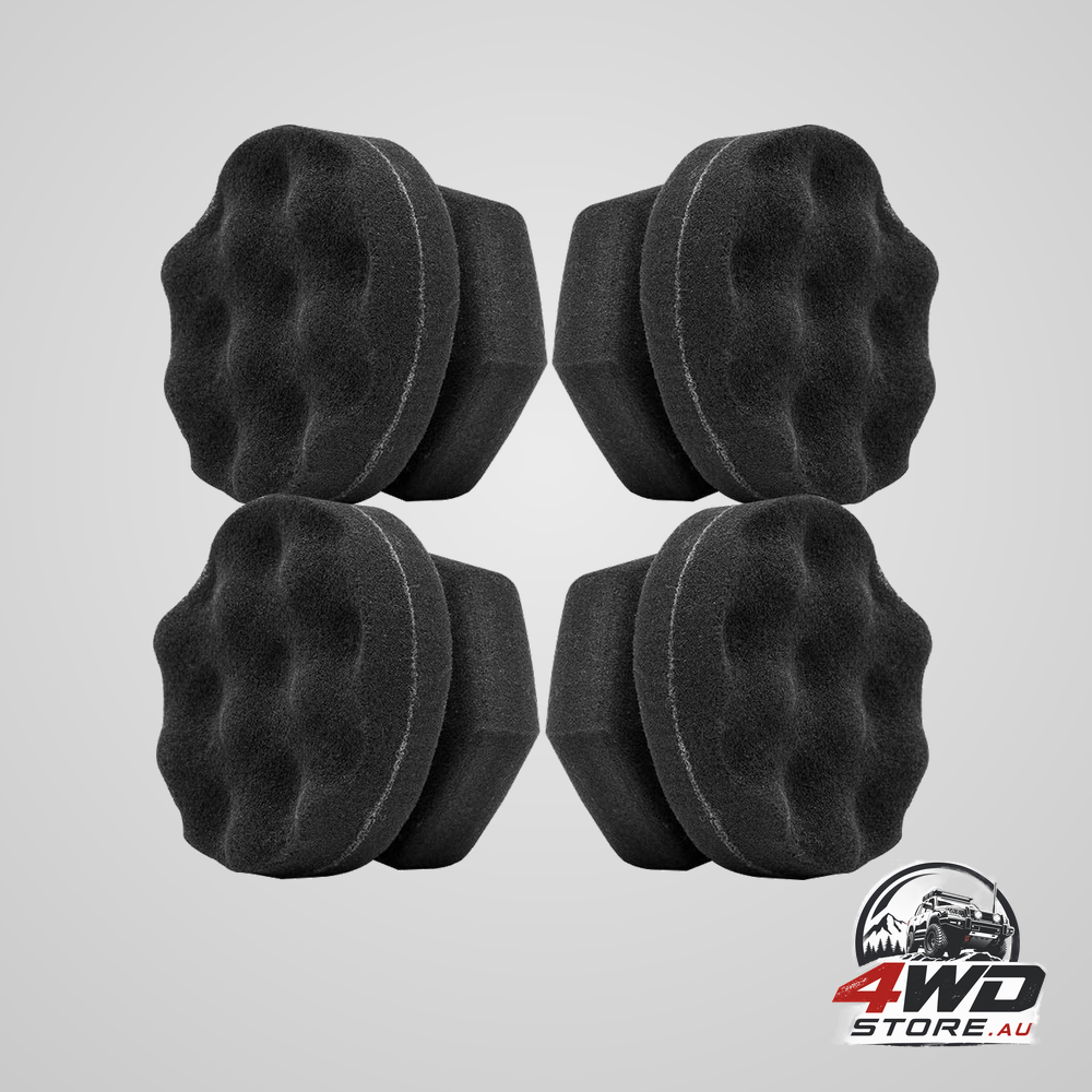 4 pack tyre dressing shine applicator, round grip brush pad with wave design for detailing