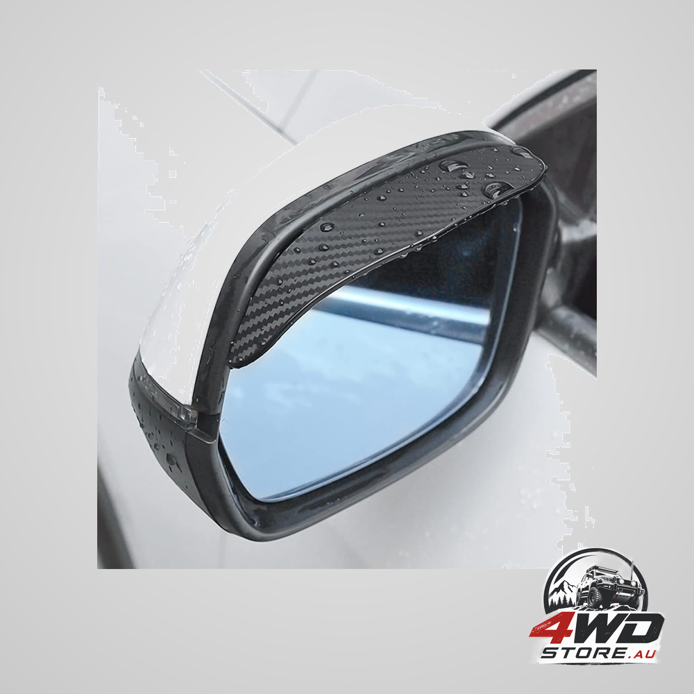 2 pcs smoke visor guards for car side mirrors, carbon fibre rain eyebrows, universal, black