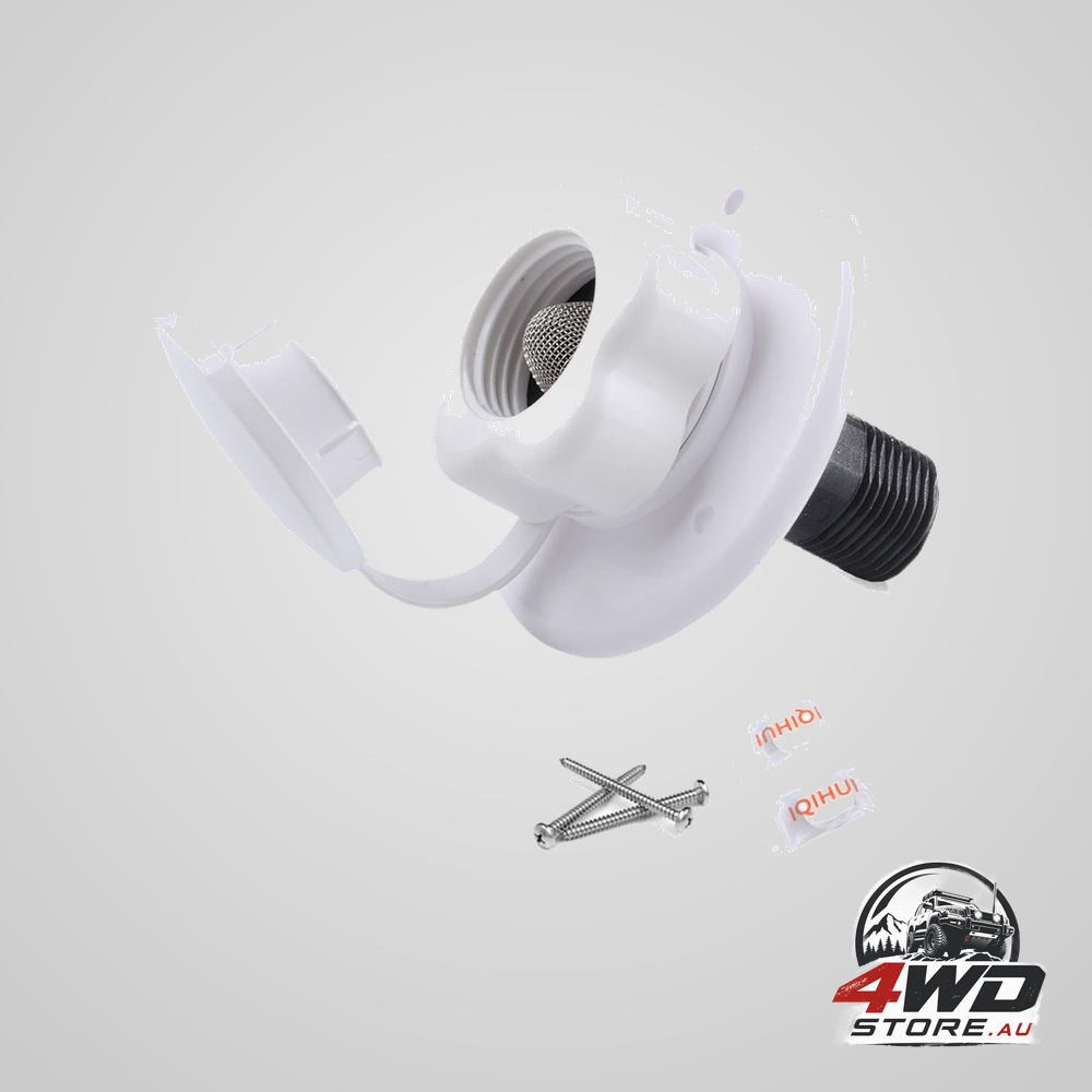 RV city water inlet with check valve, 1/2 inch BSP thread hose connector with dust plug