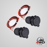 2 pcs 12V car cigarette lighter socket, waterproof with fuse and 60cm cable, black