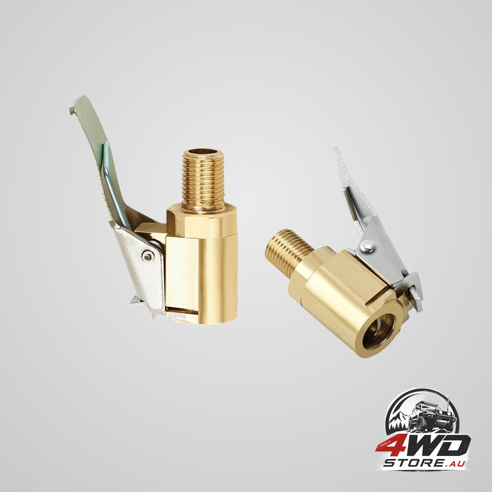 2 pack brass locking tyre air chuck with clip adapter, no-leakage inflator nozzle, 8mm