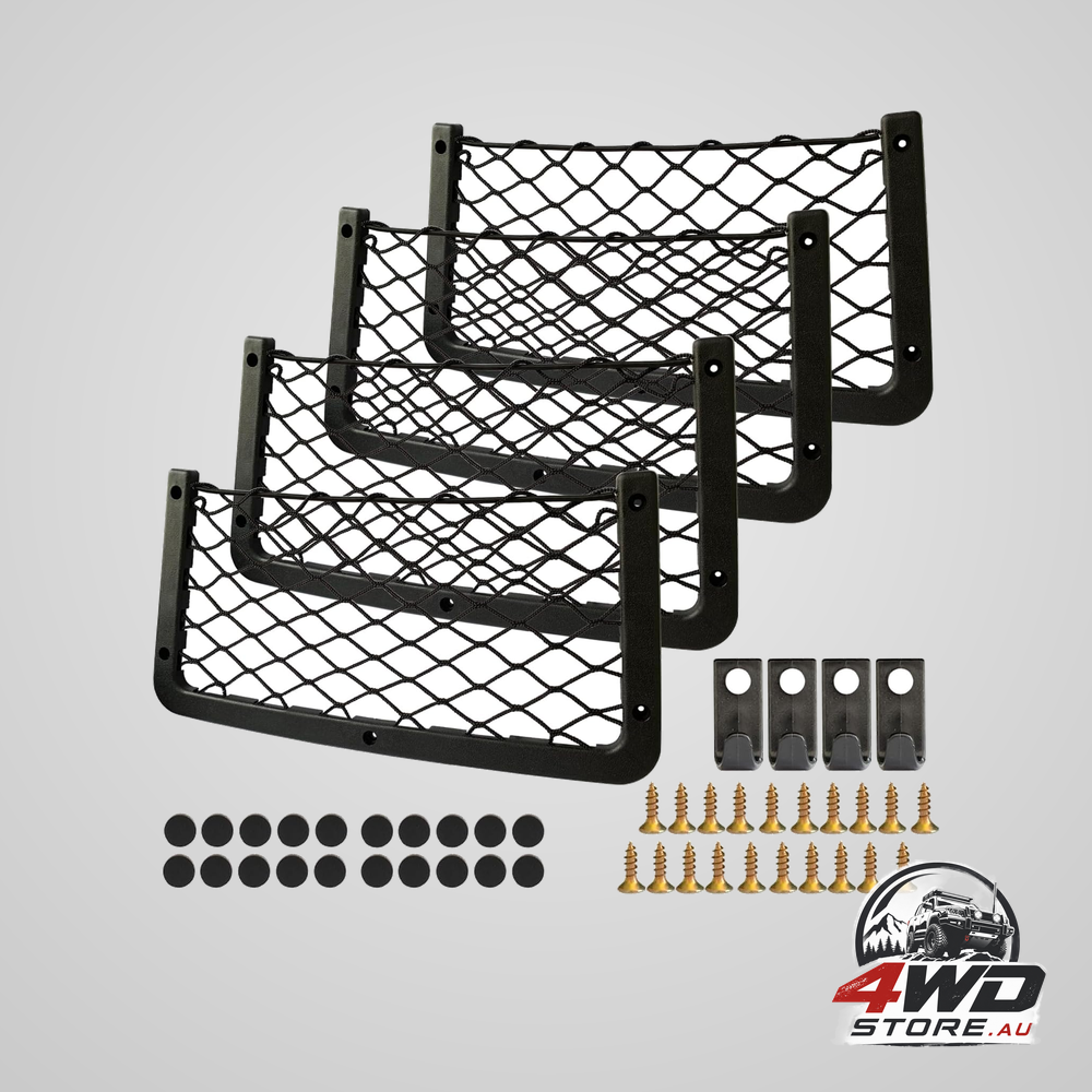 4 pcs car campervan storage nets, elastic RV mesh pocket with plastic frame for caravan and boat