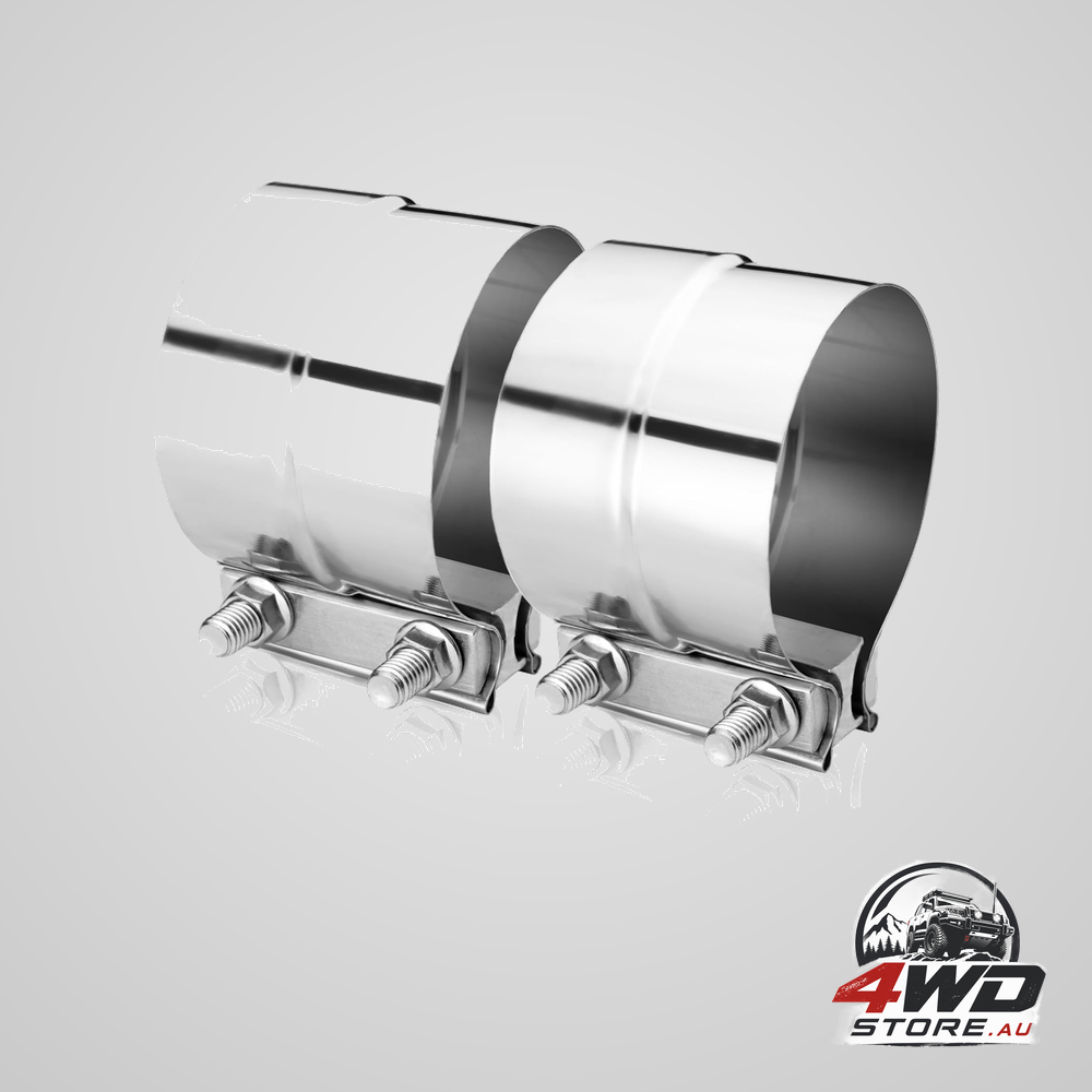 4 inch lap joint exhaust clamp, 304 stainless steel for exhaust pipes and mufflers, 2 pcs