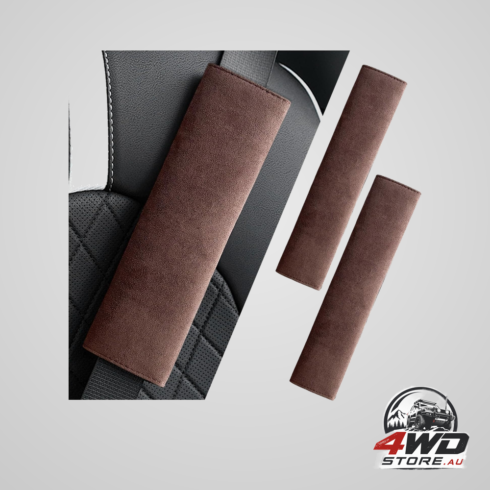 2 pcs car seat belt covers, 2.6 x 19.3 inch extended shoulder and neck pads, brown