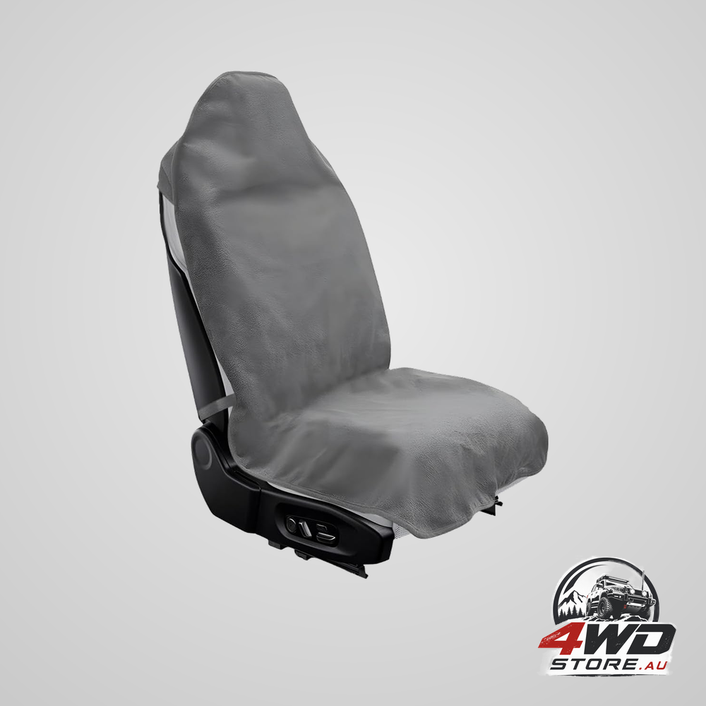 Car towel seat cover, waterproof non-slip front seat protector in grey