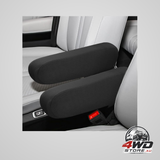 Car front seat armrest covers, elastic stretch fabric protectors in black, 2 pack