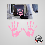 Car wave stickers, lazy waver waving hand sign decal for rearview mirror in pink, 2 pack