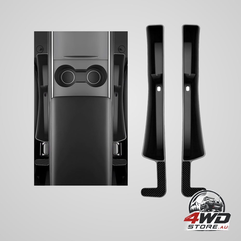 Car seat gap filler, automotive organiser for the gap between seat and console, black, 2 pack