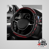 Breathable 3D honeycomb car steering wheel cover, D-shaped anti-slip protector in red
