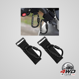 Multipurpose roll bar hook for hanging helmet, goggles and headsets, durable carabiner in black