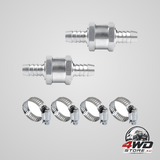 One way check valve, 3/8 inch 10mm aluminium alloy non return fuel valve with clamps, 2 pack