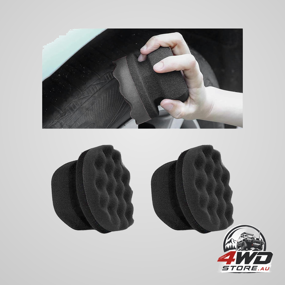Tyre dressing applicator pads, reusable hex grip tyre shine polishing sponges, black 3.15 inch