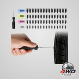 60 piece tyre repair rubber nail kit, screw-in tyre plugs for tubeless tyre in 4 sizes