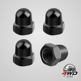 4 piece M6 black number plate screws and caps, stainless steel hardware for Volvo