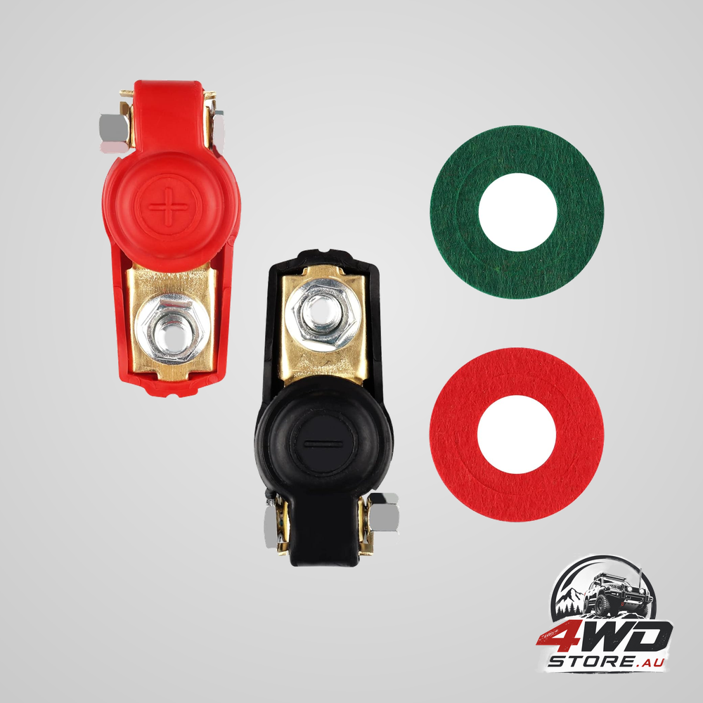 Pure copper battery terminal connectors with fibre washers, quick release for car and caravan