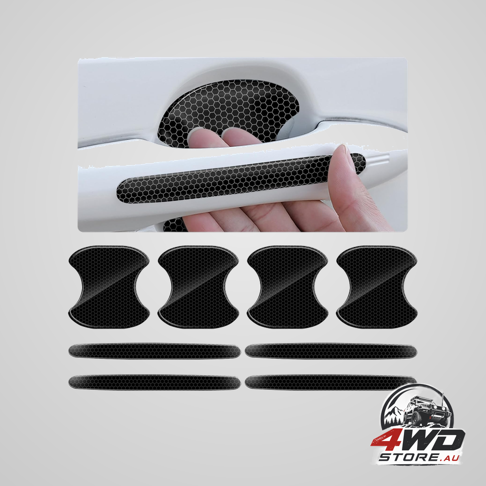 8 piece car door protector with reflective honeycomb design, anti-scratch handle guards