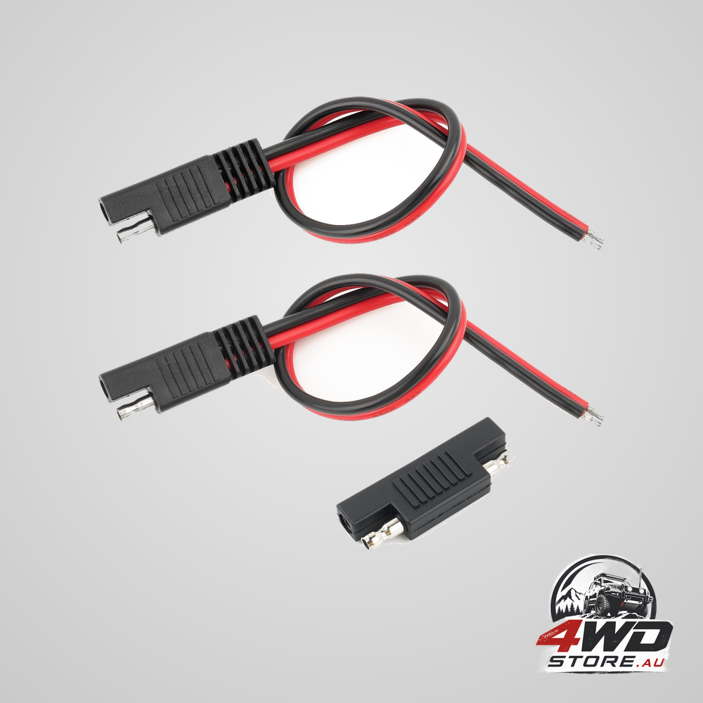 SAE connector cable with polarity reverse adapter, 14AWG 12V extension for solar panels, 2 pack