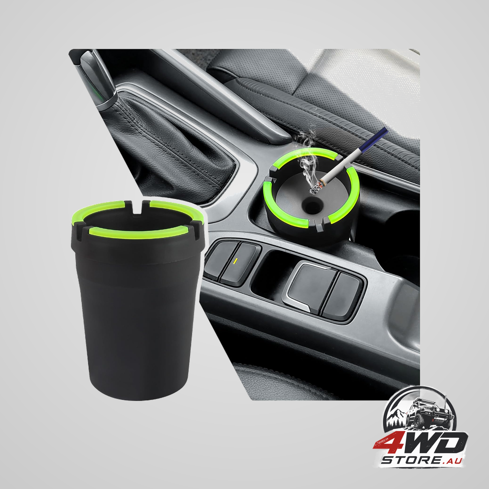 Smokeless portable car ashtray with lid, smell proof cup holder ashtray in black
