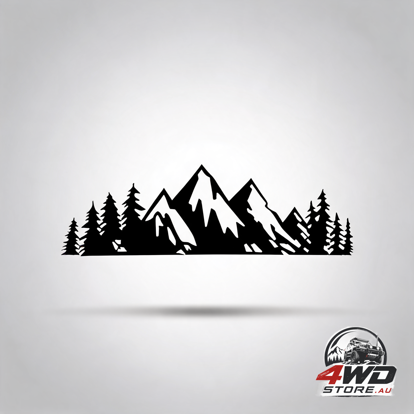 Vinyl snow mountain and tree sticker decals, premium tailgate logo decal in black