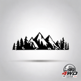 Vinyl snow mountain and tree sticker decals, premium tailgate logo decal in black