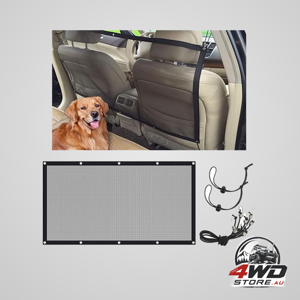 Car dog barrier net, 44 x 24 inch stretchable backseat mesh pet divider for cars, trucks and SUVs