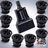 8 piece oil drain plug with removal tool, no leak plugs for 1.8L 2.0L TSI in black