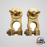 Brass battery terminal ends, top post terminal clamp protector for marine, car and RV, 1 pair