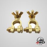 Brass battery terminal connector clamps, top post terminals for car and boat, 1 pair