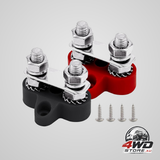 5/16 inch dual stud power distribution block, M8 12V 200A battery busbar in red and black