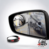 2 inch round blind spot mirror, 360 degree adjustable HD convex stick-on mirror in black, 2 pack