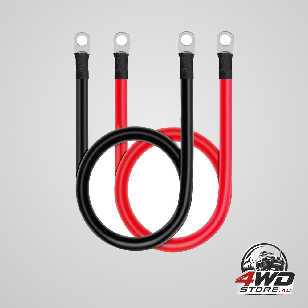 5 AWG battery cable set, 20 inch copper power inverter cables with 3/8 inch ring terminals