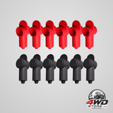 12 piece silicone stud terminal covers, 1/4 and 5/16 inch protector boots in red and black