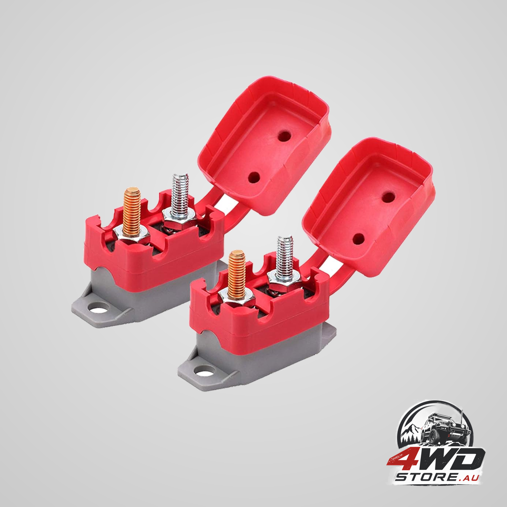 DC 12-24V automatic reset circuit breaker with cover and stud bolt, 20A, 2 pack