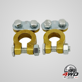 Brass battery terminal connector clamps, top post terminals set for marine, car and RV, 1 pair