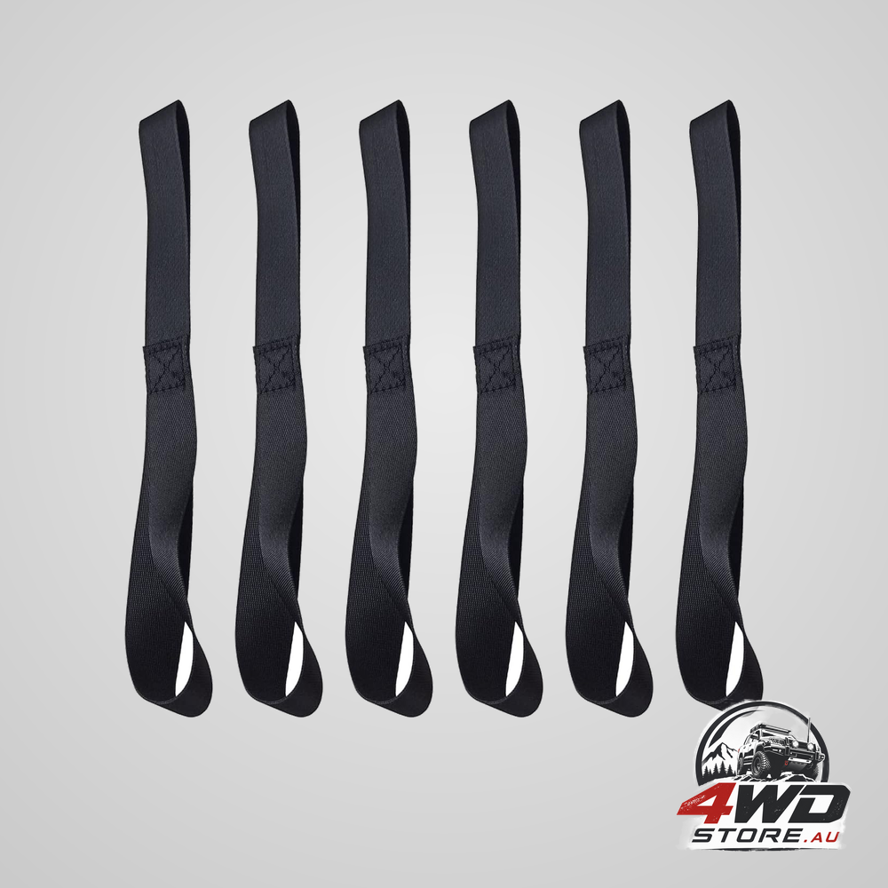 Black soft loop tie down straps, 12 x 1 inch heavy duty 4500lbs loops for ATV and motorcycles, 6 pack