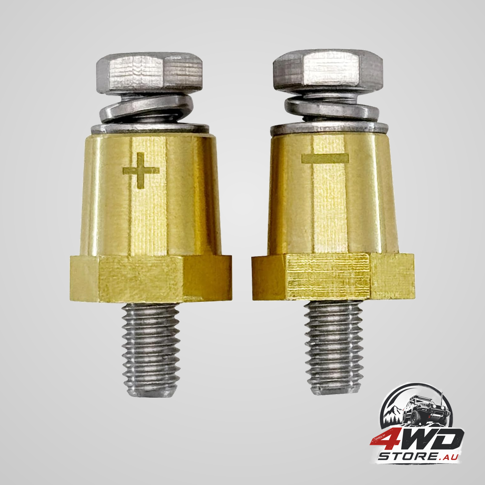M8 thread brass battery terminal charging posts, post adapter with solid M8 bolts, 2 pack