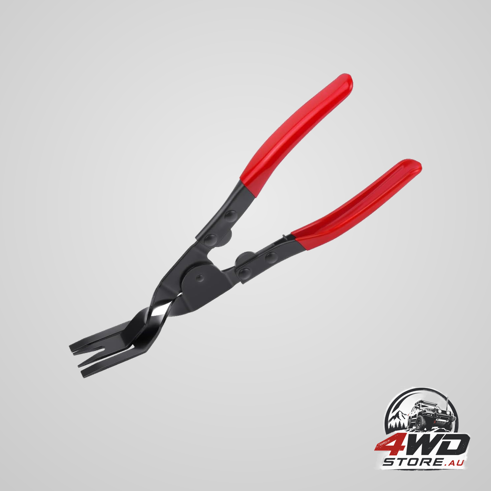 Automobile interior upholstery trim clip pliers, push pin panel clip removal tool in red