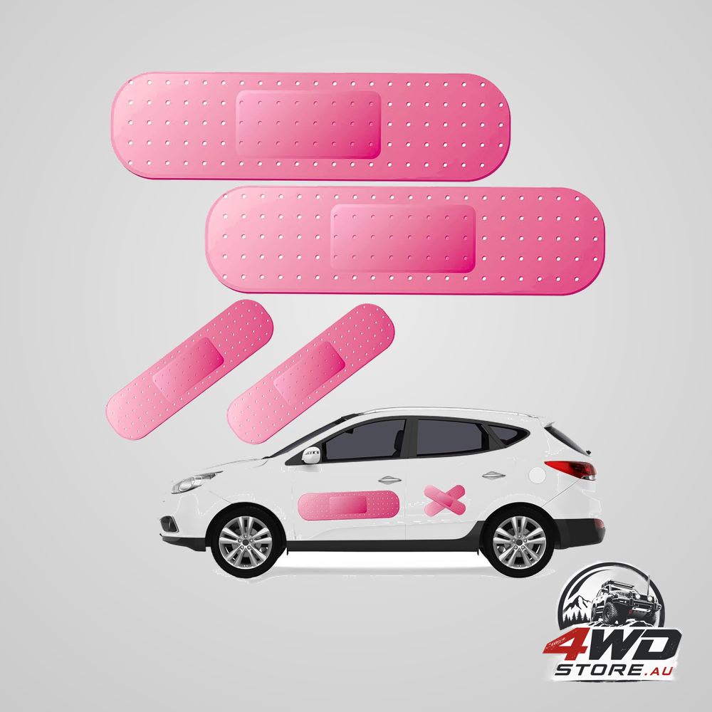 4 piece funny car band aid stickers, giant decals to cover dents, cracks and scratches in pink