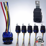 80A 5-pin SPDT waterproof relay with socket harness, 12V heavy duty automotive relay, 5 pack