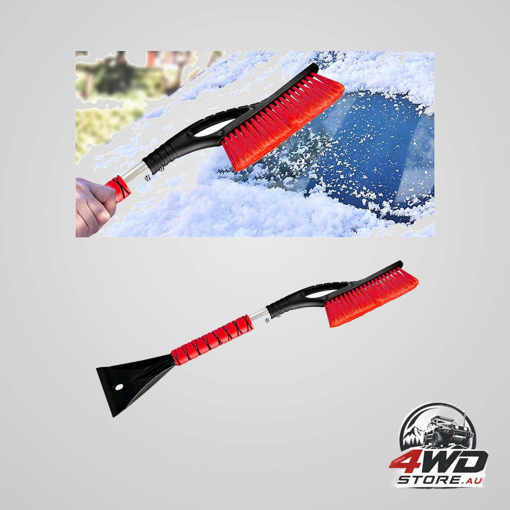 27 inch snow brush and ice scraper for car windshield, detachable winter snow remover in red