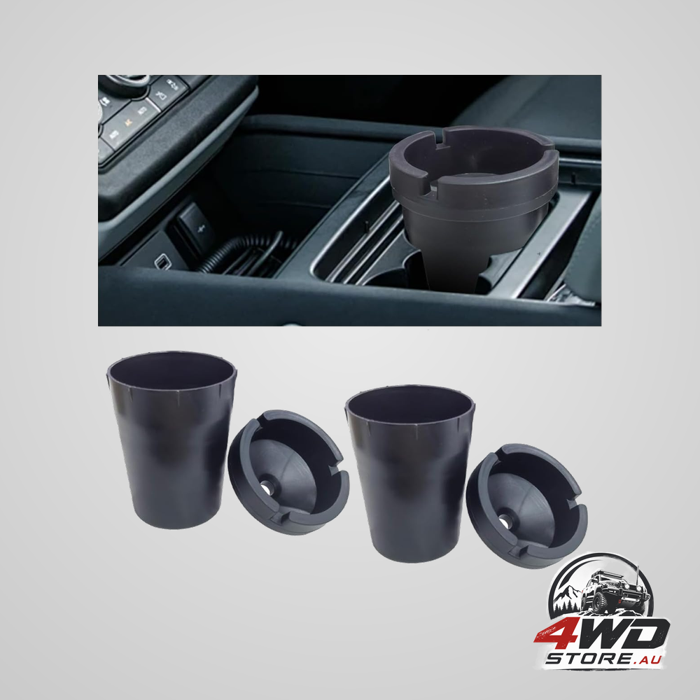 Black smokeless car ashtray with lid, portable smell proof cigarette trash can, 2 pack