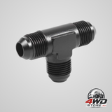 6AN male flare tee fitting adapter, black anodized aluminium T fuel hose union fitting