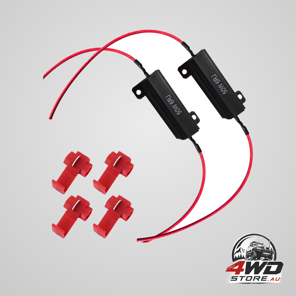 50W 6ohm LED load resistors with wire clips, aluminium case to fix turn signal hyper flash, 2 pack