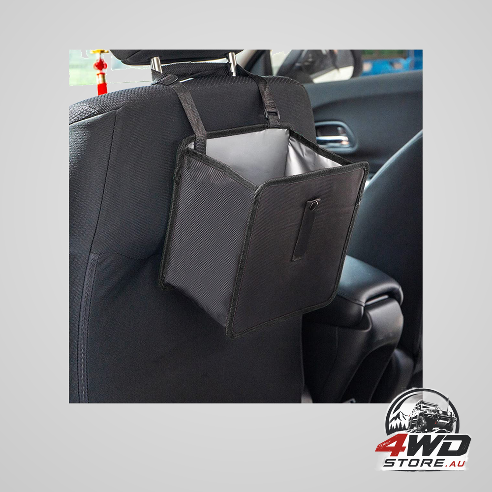 Foldable car trash can, 1.85 gallon hanging waterproof leakproof storage bag in black