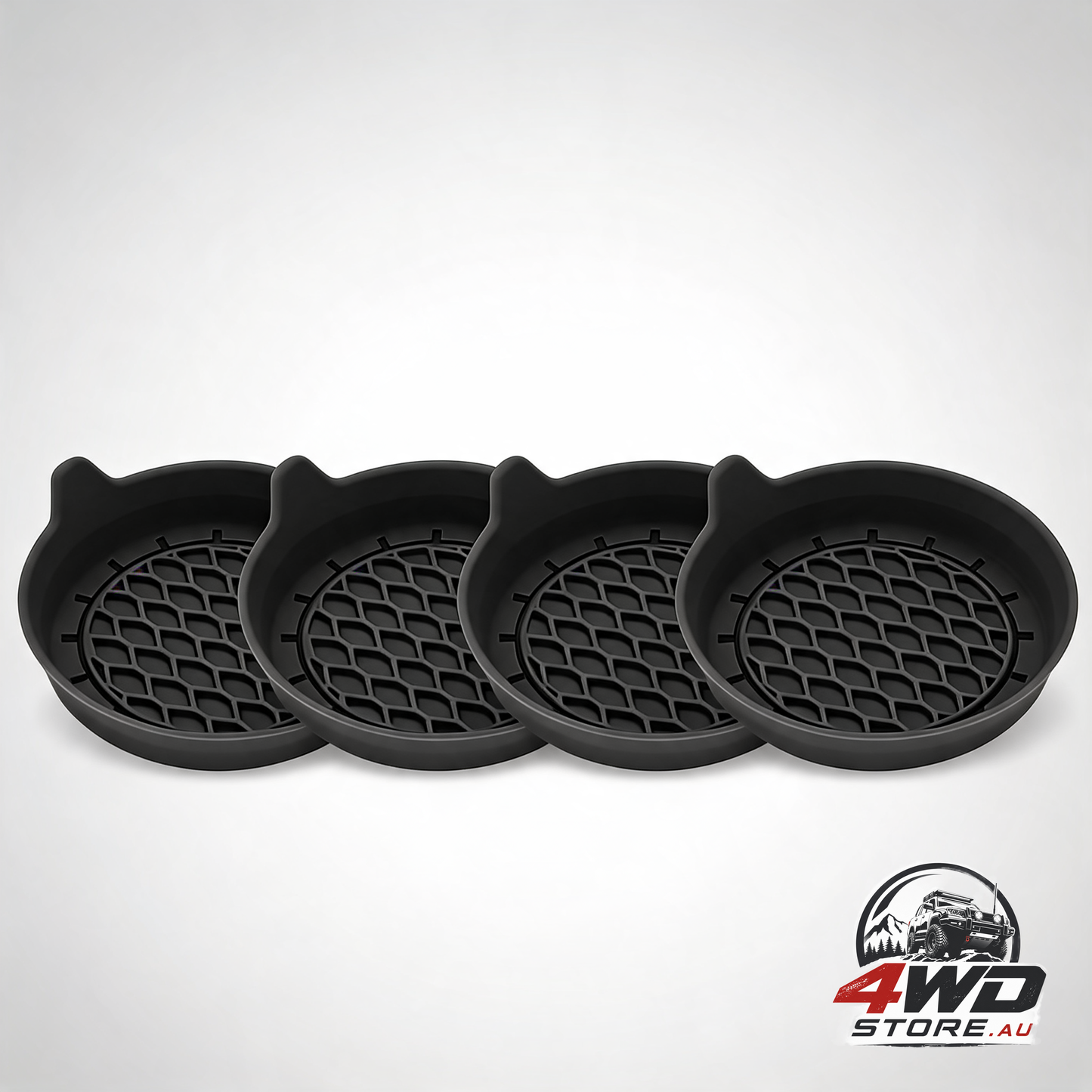 Petluno car cup holder coaster, silicone non-slip universal insert in black, 4 pack