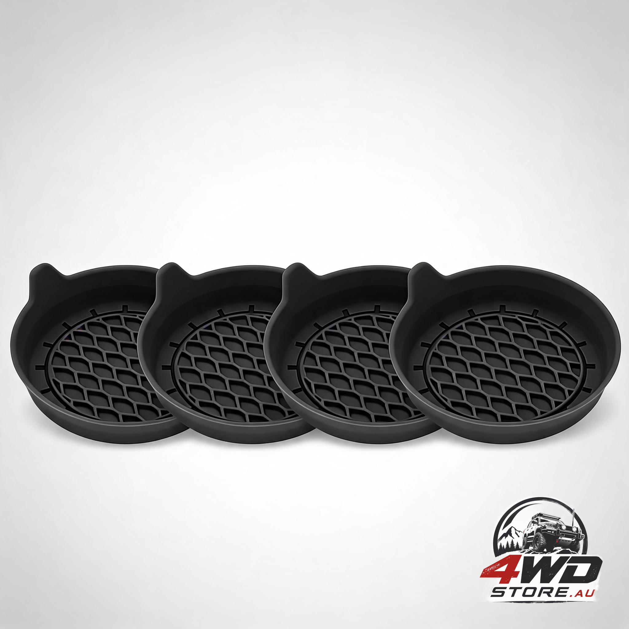 Petluno car cup holder coaster, silicone non-slip universal insert in black, 4 pack